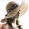 Women's straw hat, with a colorful ribbon, broad-brimmed, available in various designs