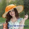 wide brim Womens Straw Hat With Big Yellow Sinamay Flowers Fascinator