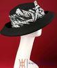 Black wide brim wool felt fedora hat with Stripe bowknot , vintage fedora hats