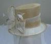 Beige / Ivory Sinamay Ladies Hats Sinamay Leave Wedding With Bow & Feather Trim