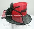Red / Black Wedding Sinamay Ladies Hats Sinamay Bow With Silk Flower Trim