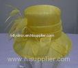 Yellow Sinamay Ladies Hats Round Square Crown For Horse Racing
