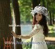 Custom Color Novelty Ladies Fashion Organza Hat With Feather Trimming