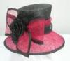 Black / Red Sinamay Ladies Hats Silk Flower Trim For Special Occasion