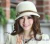 100% Handmade Wool Felt Hats White and Brownl With Casing Trimming for Party