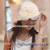 western round top Womens Straw Hat , packable fedora straw hat With big flowers