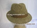 Fashion Women Straw Hats, Ladies' Woven Paper Hat with Ribbon Band and Buckle Belt