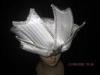 Polyester Satin Braid Ladies Church Hats White With Round Crown Diamond For Party