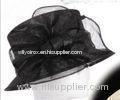 Halloween Charming Black Abaca Sinamay Ladies Hats , Rolled Edge Bow