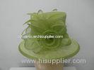 Breathable Green Sinamay Ladies Hat With Adjustable Sweatband , Coque Feathers Bow