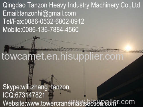 Q345B steel Self Climbing Tower Crane For Wharf , TC6010-6 150m Leg-fixed