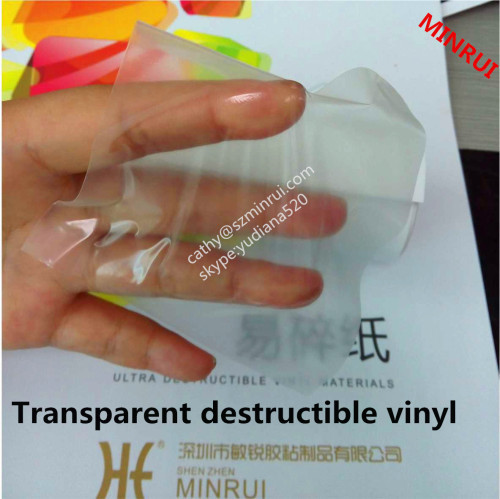 Strong transparent UDV destructible label materials