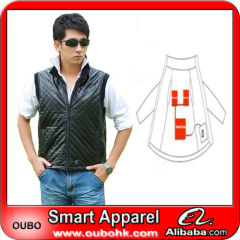 Fashion men leather vest with electric heating system heated clothing warm OUBOHK