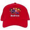 Red 3d Embroidered Baseball Caps For Kids , 100% Cotton Child Sports Ball Caps With 5 Panels