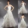 Mermaid Pleated Strapless Organza Wedding Dresses with Open Back / Sweep Train