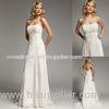 A Line Lace Beads Flower Applique Strapless Wedding Gowns Court Train with Sash Belt