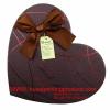 deep brown heart-shaped chocolate boxes