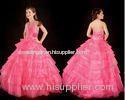 Pink Halter Ball Gown Ruched Little Girls Beauty Pageant Dresses Floor Length
