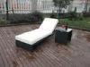 PE Rattan Sun Lounger , Cane Beach Lounge Chair With Side Table