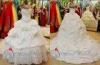 Spring Satin Beaded Court Train Sweetheart Wedding Gowns with Pickups Ruffles