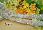 Iron On Rhinestone Chain By The Yard , Beaded Trims For Wedding Gowns