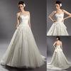 Beaded Flower Applique Tulle Sweetheart Wedding Gowns with Bow Knot Belt