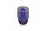 Steel funeral urns for human ashes shining blue color H 24.8cm Dia 16.5cm