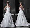 Summer / Spring A Line Satin Strapless Wedding Gowns Court Train with Beaded Twist Knot