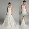 A line Cascading Ruffled Sweetheart Organza Wedding Dresses with Court Train