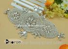 Custom Silver Beaded Bridal Rhinestone Beaded Applique For Bridal