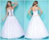 Organza Sweetheart One Shoulder Womens Prom Dresses with Beaded Crystal , White