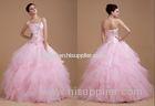 High End Teried Ruffle Pink Princess Quinceanera Dresses with Flower Applique