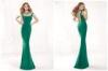 Green Sexy Mermaid Stretch Scoop Ladies Party Dresses Long with Sheer Back