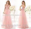 A Line Tulle Sweetheart Floor Length Womens Prom Dresses with Beaded Lace Applique