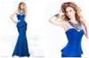Long Mermaid Satin Sweetheart Ladies Party Dresses with Crew Necklace / Necklace