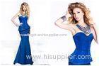 Long Mermaid Satin Sweetheart Ladies Party Dresses with Crew Necklace / Necklace