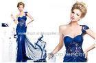 Sheath Sweetheart One Shoulder Celebrity Prom Dresses with Beaded Sequins Lace Applique