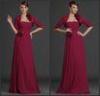 High End Chic 2 Piece Mother Of The Bride Gowns with Top Jacket , Wine Red