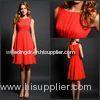 Summer Red A Line Chiffon Knee Length Pleated Skirt Open Back for Girls