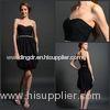 Black Draped Chiffon Sweetheart Neckline Party Dress Pleated Knee Length Skirt