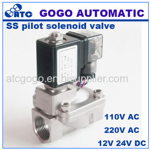 2 way Pilot diaphragm submersible stainless steel solenoid valves NPT BSP thread