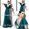 Dark Green A Line Beaded Floor Length Mother Of the Bride Dresses with Open Back