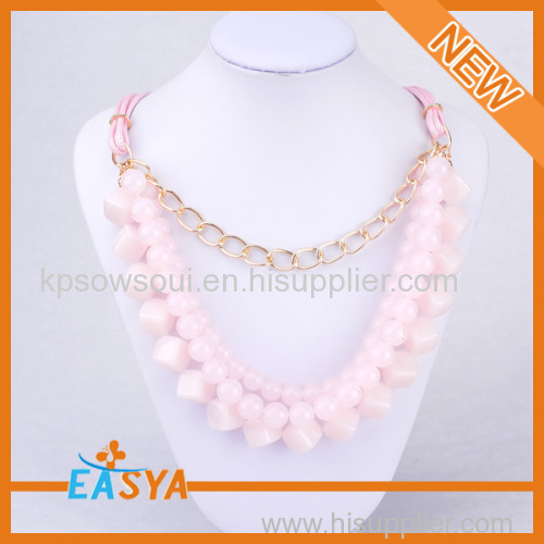 Lastest Fashion Long Chain Pink Pearl Necklace