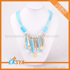 Sky Blue Tassels Pendant Handmade Bead Necklace Design