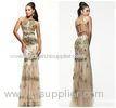 Gorgeous Sheath Tulle Straps Halter Long Evening Dresses / Gowns For Prom