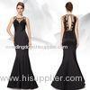 Mermaid Satin Sheer Back Prom Dresses / Full Length Lace Applique Dress