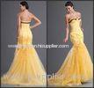 Beautiful Sweep Train Sweetheart Satin Evening Wear Dresses with Lace Flower Applique