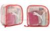 Frosted red zipper transparent plasticcosmetic Bag , travel make up bags