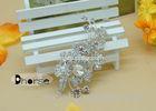 Bling Bling Crystal Flower Bouquet Rhinestone Wedding Brooches , Silver