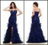 Sweetheart Sheath Organza Bow Prom Dresses , Split Front Maxi Dress Cascading Ruffles